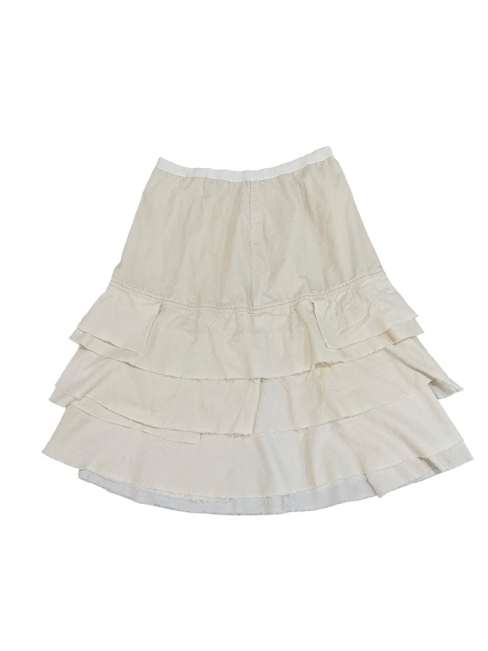 Neesh by Dar Cream Tiered A-Line Skirt Ruffle Layers cotton corduroy small
